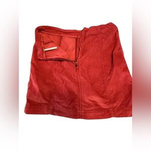 Free People Orange Corduroy Zipper Up Mini Skirt Sz 4